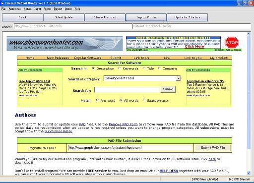 Internet Submit Hunter Screenshot
